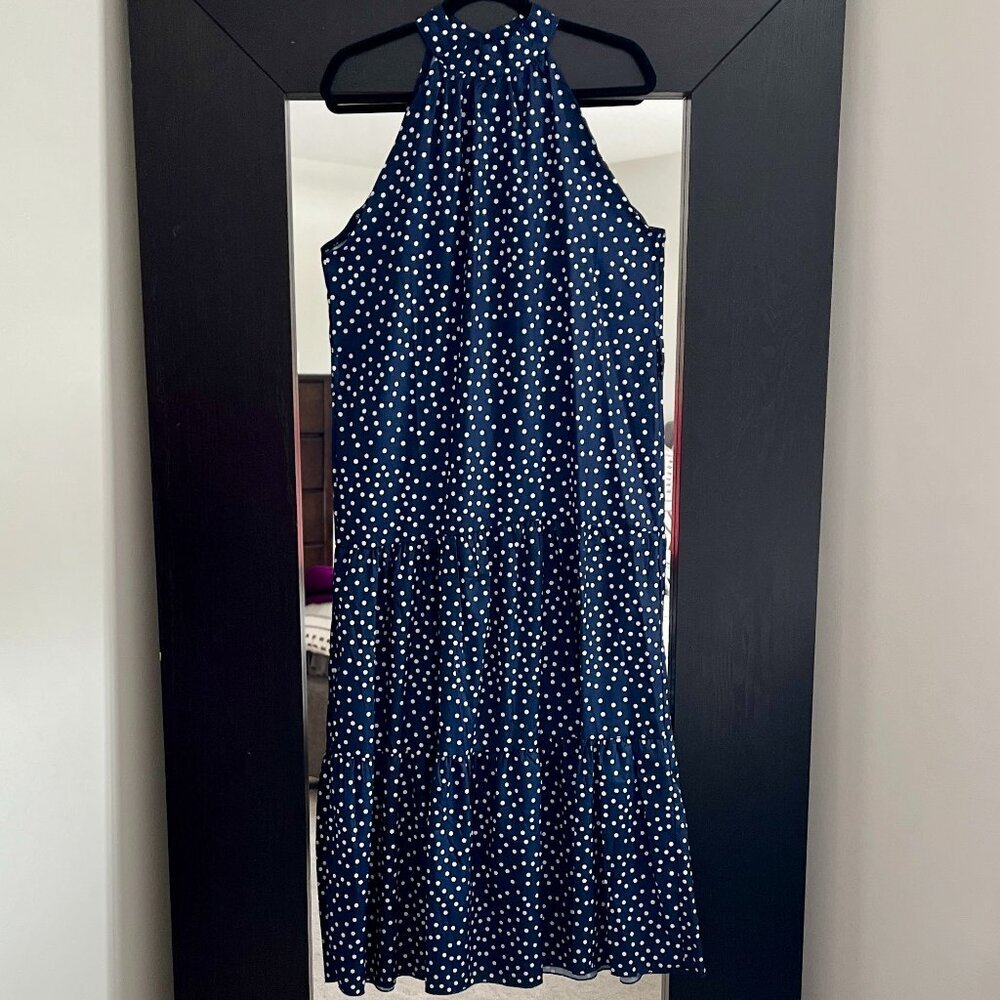 Navy Polka Dot Maxi Dress
